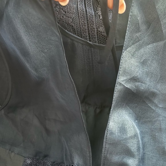 KAY UNGER NAVY BLUE 100% SILK OVER LACE KEY HOLE MIDI PARTY DRESS FIT & Flare 8 - Picture 6 of 14